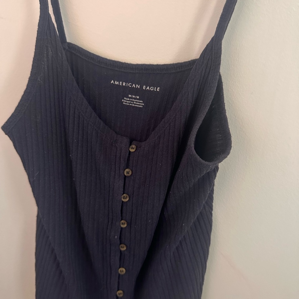 American Eagle Outfitters Women's Navy Ribbed Tank Top